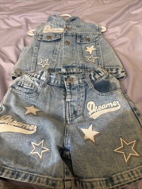 Denim Star-Print Women’s Shorts - Light Blue
